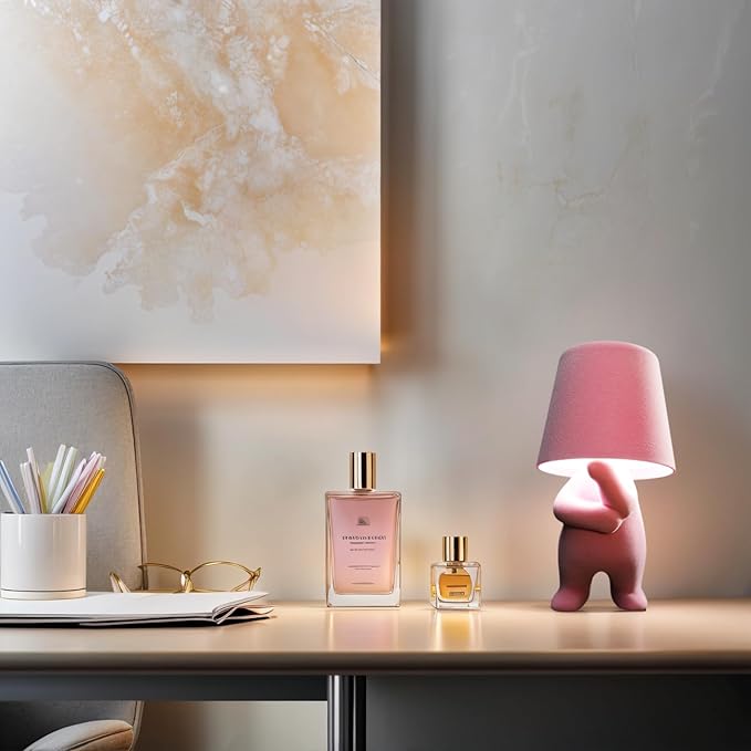 Modern Creative Design Table Lamp for Youth: Rechargeable Cute Light for Kids Child Teen -Bedside Lamps for Nightstand- Gift for Birthday Christmas Halloween Easter， 3-Color Dimmable.