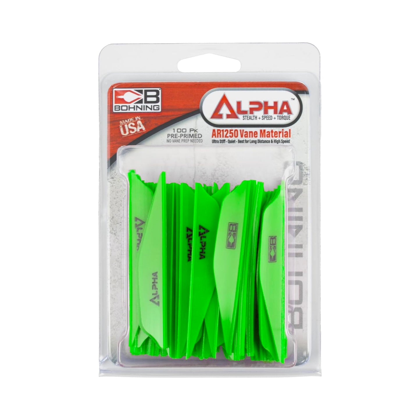 Alpha AR 1250 Vane, 2.8", Neon Green, 100pk