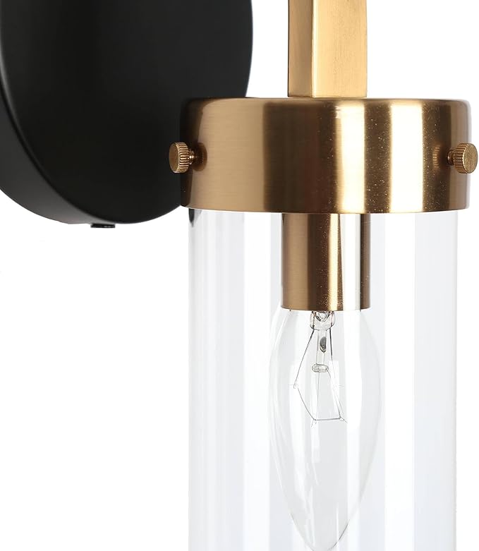 KSANA Wall Sconces, Black and Gold Wall Lights for Bedroom, Modern Glass Bathroom Wall Lamps for Living Room, Hallway