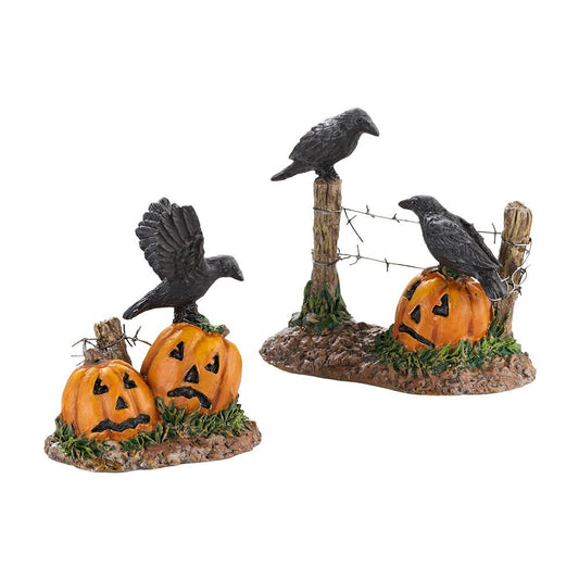 Department 56 Accessories for Villages Halloween Ravens, 1.77 inch (4030786), Black,orange