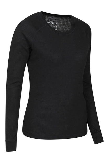 Mountain Warehouse Talus Womens Round Neck Tops - Multipack Ladies Thermal Tee, Lightweight, Quick Drying - Best for, Skiing, Snowboarding to wear as a Baselayer Black (2 Pack) Women's Size 14