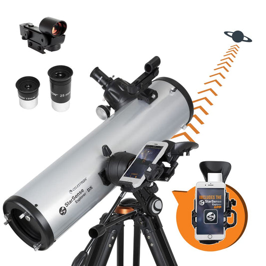 Celestron StarSense Explorer DX 130AZ App-Enabled Telescope – 130mm Newtonian Reflector with Smartphone Dock & StarSense App – iPhone & Android Compatible – Easy-to-Use for Beginners