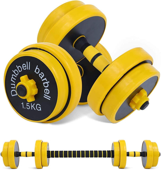 FUXION Adjustable Dumbbell Barbell, 22/44/66 lbs 3-in-1 Sets, Non-Slip Neoprene Hand Weights for Home Gym Yoga Pilates Workout