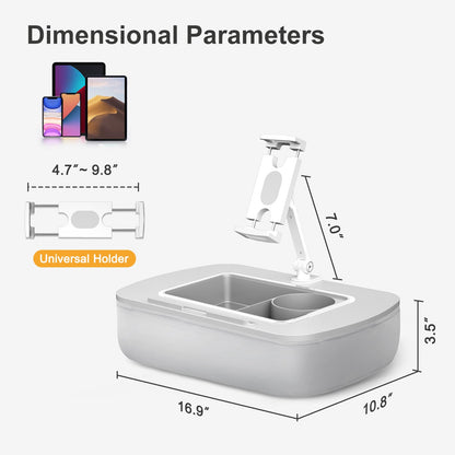 ERGONOV Tablet Stand Pillow with Snack Bowl, iPad Lap Holder for Hands-Free Reading and Relaxation on Bed,Couch,Recliner, 360° Rotating Clip for 4.7-13" Kindle,eBook,Tablet,iPhone (Light Gray)