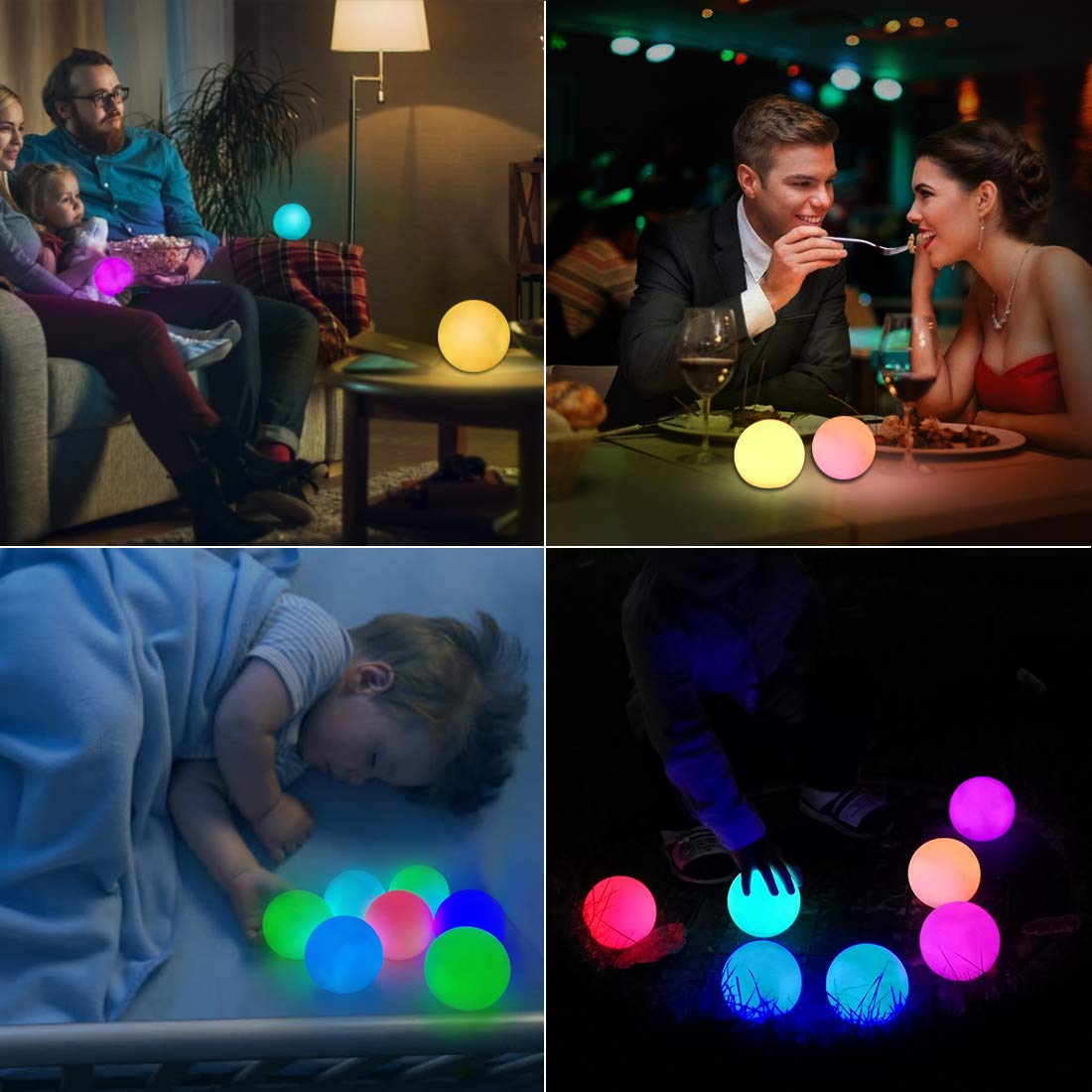 DeeprBlu Floating Pool Light, IP68 Waterproof Hot Tub Lights, RGB Colour Changing LED Bathtub Lights, Bath Lighting Up Ball Light for Kids Gift, Indoor and Outdoor Decor-4pcs