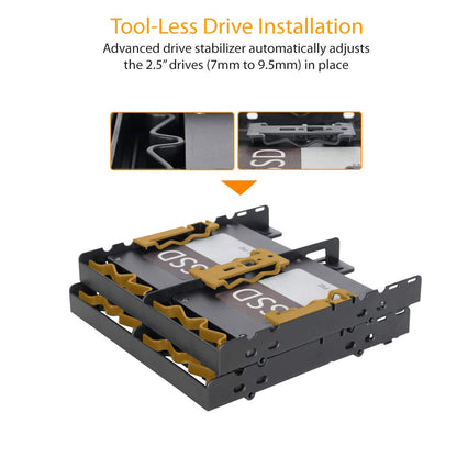 Icy Dock Flex Fit Quattro MB344SP – Mounting Frame for 4 x 2.5 Inches (6.4 cm) SSD/HDD IN 1 x 5.25 Inches (13.3 cm)