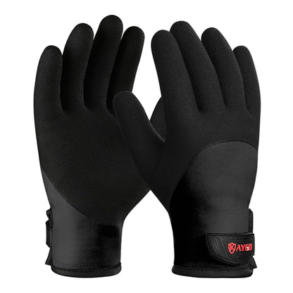 KAYGO Waterproof Thermal Work Gloves, Full Hand Latex Coated, Insulated Liner for Freezer Cold Weather Fishing Winter Outdoor Work, KG140 (Full Black, Large)