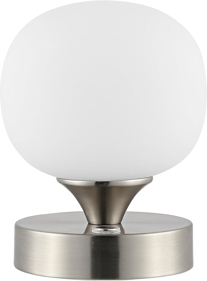 JONATHAN Y JYL7112B Owen 6.13" Modern Minimalist Iron Rechargeable Integrated LED Table Lamp Contemporary Bedside Desk Nightstand Lamp for Bedroom Living Room Office, Nickel/White