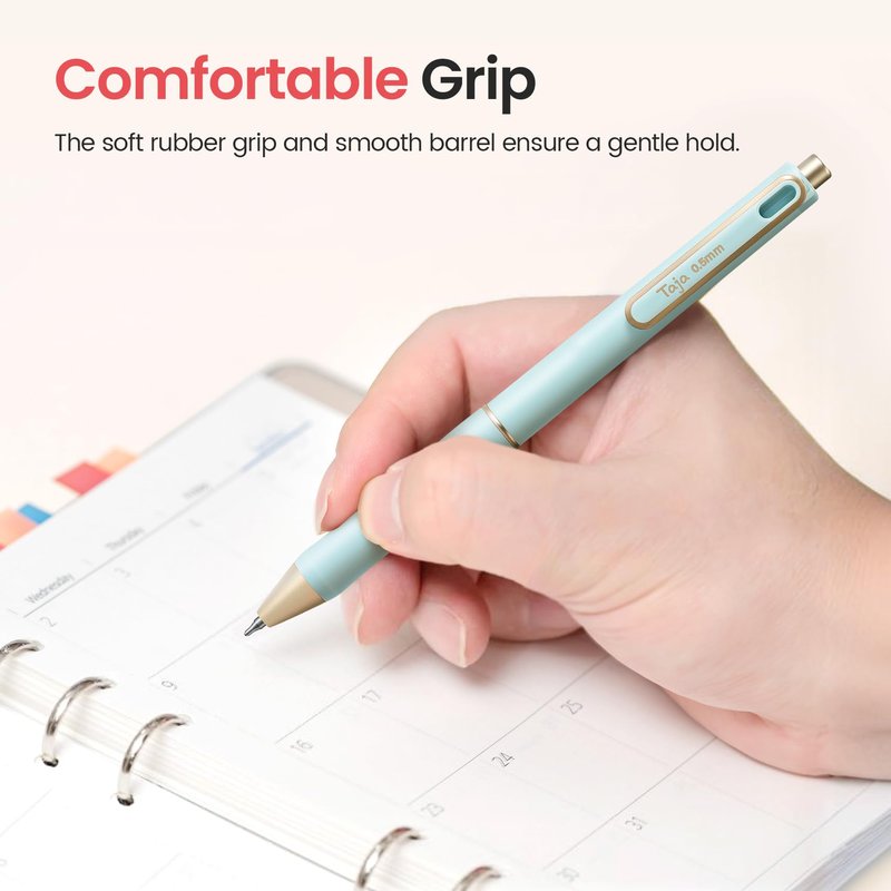 Taja Gel Pens, 12 Pcs Quick Dry Black Gel Ink Pens, 0.5mm Fine Point Smooth Writing Pens for Journaling and Note Taking, Cute Aesthetic Pens for Women & Men-Multicolor