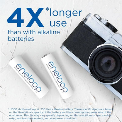 eneloop, AA/Mignon, Rechargeable Battery, Pack of 8, Capacity of 2000 mAh, Ready-to-Use Ni-MH Batteries, 2000 Recharge Cycles, Plastic Free Packaging, Standard, White