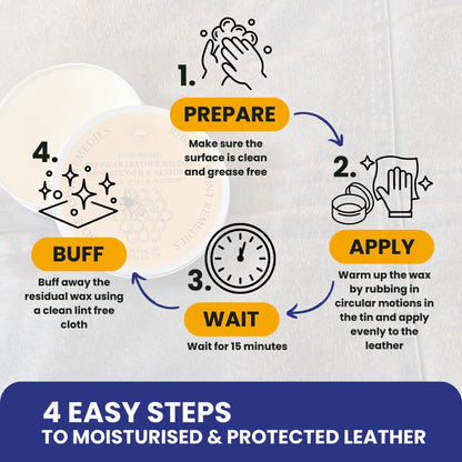 Beeswax Leather Balsam Rich Conditioner & Restorer 300ml - 100% Natural Ingredients CLEANS SEALS & PROTECTS Handpoured in UK Chemical Free Biodegradable Moisturises Nourishes Prolongs Life of Items