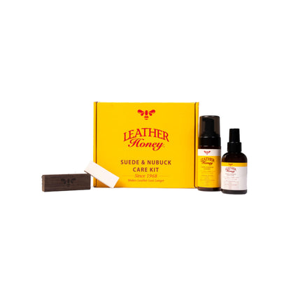 LEATHER Honey Suede & Nubuck Care Kit: Cleaner, Protector, Suede Brush & Eraser: Clean, Protect & Restore Shoes, Boots, Uggs, Furniture, Jackets, Bags and Apparel. Safe for Any Color