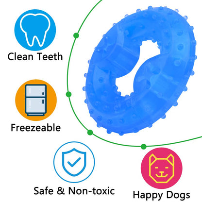 Cdipesp Dog Cooling Toy Puppy Teething Ring Freeze Dogs Chew Toy for Summer Tough Robust Pet Toys Dog Ice Teething Toys for Puppies