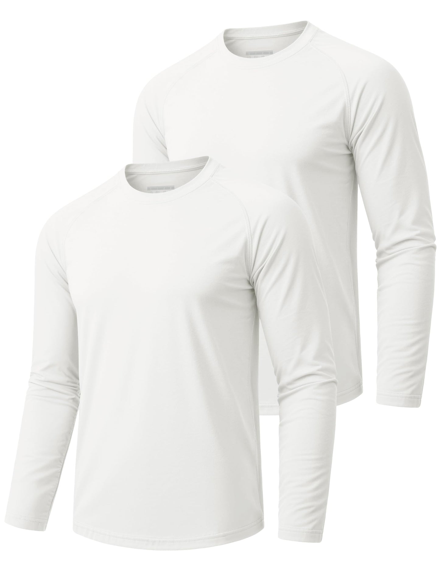 MAGCOMSEN 2 Pack Men's Long Sleeve Shirts Sun Protection UPF 50+ UV SPF Dry Fit T-Shirt for Swim Athletic White M