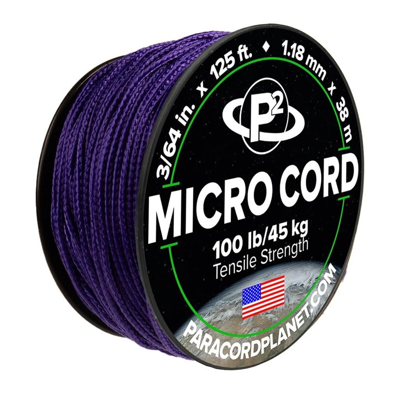 Paracord Planet Micro Paracord – Thin Braided Cord for Crafting, Fishing, and DIY Projects in 125 ft Spools – Acid Purple