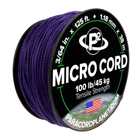 Paracord Planet Micro Paracord – Thin Braided Cord for Crafting, Fishing, and DIY Projects in 125 ft Spools – Acid Purple