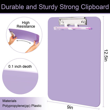 1 PCS A4 Clipboards,Plastic Clipboard with Pen Holder,Clip Boards 8.5x11 with Low Profile Clip,Cute Hanging Clipboard for School Office Supplies Clipboards for Kids,Portable ClipBoard for Nurse-Purple