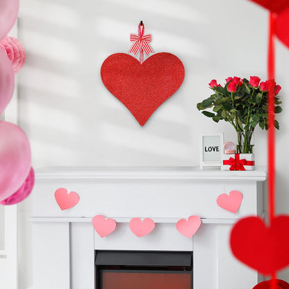 AKEROCK Valentines Day Door Decorations, 3D Heart Shaped Wooden Hanging Sign for Valentines Decorations or Wall Decor