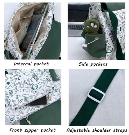 Inshere Cute Crossbody Bag with Kawaii Pins for Women Girls Casual Shoulder Messenger Bag