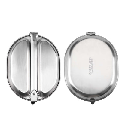 Goetland 304 Stainless Steel US Military Mess Kit Plate Set GI Type Outdoor Camping Hiking Picnic BBQ Beach