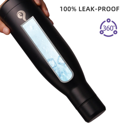 BJPKPK Insulated Water Bottle 12oz Small Stainless Steel Water Bottles Reusable Metal Thermal Keep Cold and Hot,Midnight Black