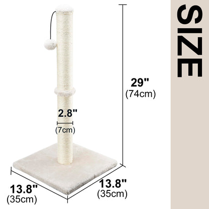 Dimaka Cat Scratcher Scratching Post with Sisal Rope and Soft Plush 29" Tall Beige