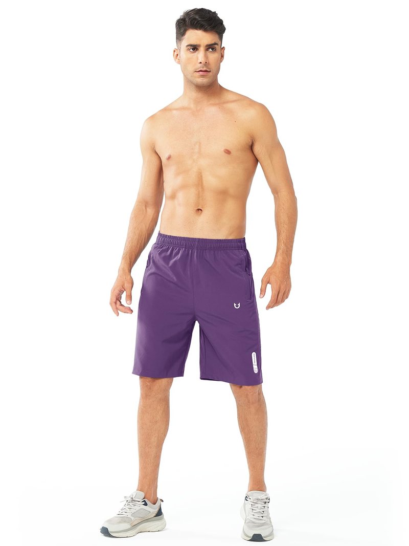 NORTHYARD Men's Athletic Running Shorts Gym Workout 7"/9"/5" Quick Dry Lightweight Sports Basketball Tennis 3 Zipper Pockets PURPLE-9inch S