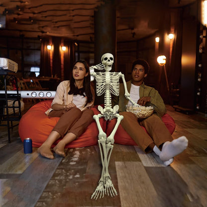 LUKBERA Posable Halloween Skeletons, 1Pcs 5.9ft Life Size Human Skeleton with Movable Joints for Halloween Haunted House Decoration