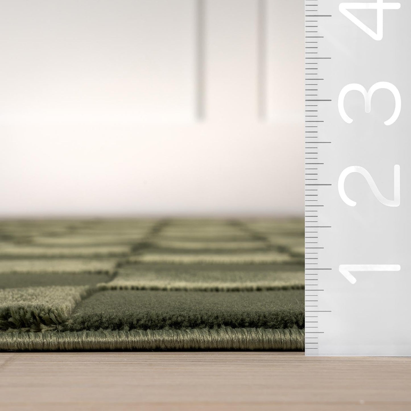 Nuloom Alaiya Green, 4' x 6', Checkered, Recycled PET, Soft and Cozy, High Traffic, Stain Resistant, Durable, Washable Area Rug for Bedroom, Living Room, Dining Space, Den, Foyer, Entryway