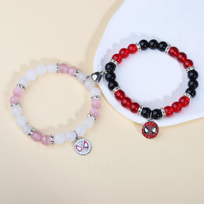 Miss Pink Spider Matching Bracelets for Couples Gf And Bf, Best Friend Bracelets Christmas Anniversary Bracelet Gifts for Boyfriend Husband Spider Bead Jewelry for Women Men Her (SSN)