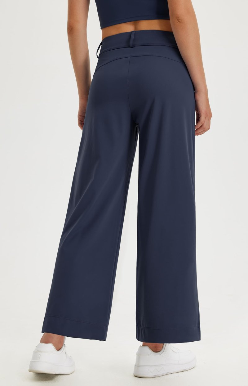 Libin Women's Wide Leg Work Pants 29" High Waisted Stretch Dress Casual Sweatpants Business Office Pants Trousers with Pockets,Navy Blue,Medium