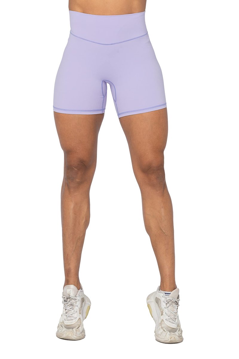 Sunzel 5" High Waist Biker Shorts for Women No Front Seam Soft Yoga Workout Gym Bike Shorts Tummy Control Squat Proof Lilac