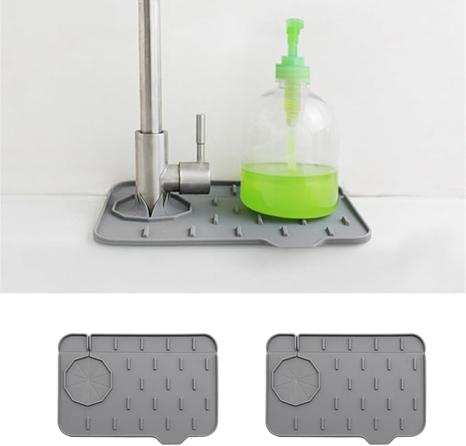 2-Pack Bytelive Silicone Sink Mat, Mini Sink Splash Guard and Soap Sponge Holder