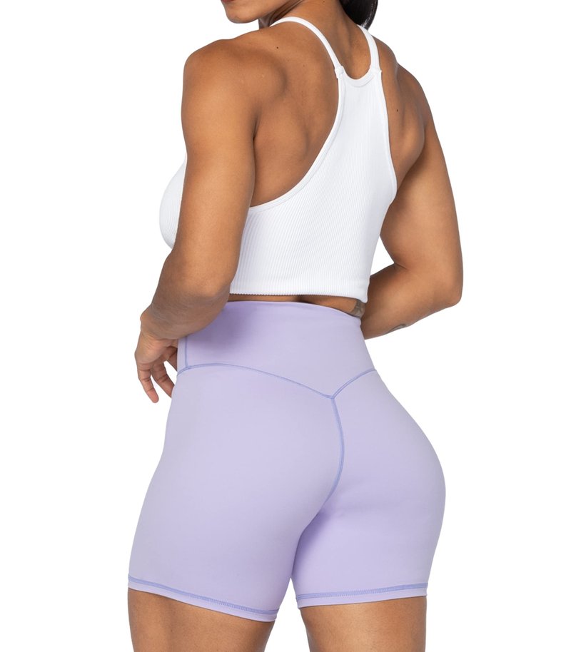 Sunzel 5" High Waist Biker Shorts for Women No Front Seam Soft Yoga Workout Gym Bike Shorts Tummy Control Squat Proof Lilac