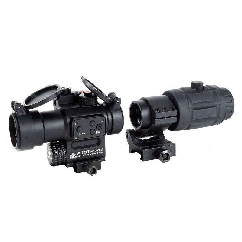 AT3 Magnified Red Dot with Laser Sight Kit - 2 MOA Red Dot with Laser Sight and 3X Magnifier (Red Laser)