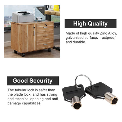 Drawer Tubular Cam Lock 25mm Zinc Alloy Security Drawer Cam Cylinder Lock with 2 Keys for Door Mailbox Cabinet Cupboard Letterbox