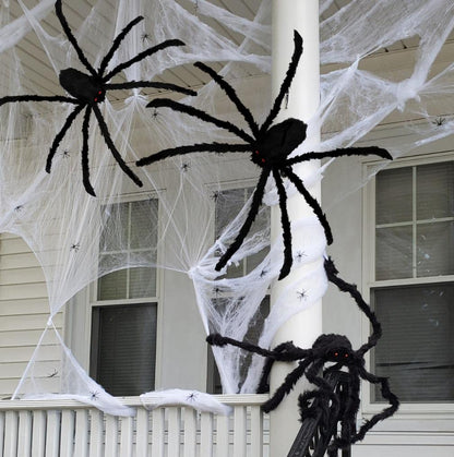 Halloween Decorations Big Spider 4.9 Ft Black Soft Hairy Scary Spider Fake Large Pops for Halloween Outdoor Yard Party