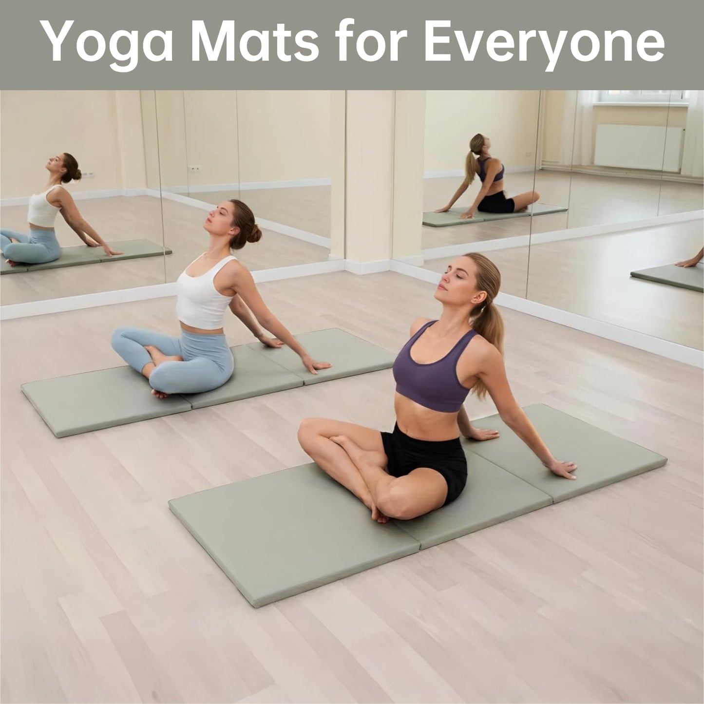 SEHAUSEU Foldable Yoga Mat, 2 Inches Extra Thick Non-Slip Design Fitness Mats,Better cushioning and shock-absorbing Multi-Purpose Exercise Pilates Mat for Home Studio-72 x 24 x 2" Grey