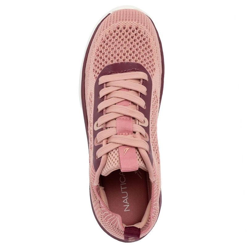 Nautica Women's Fashion Sneaker Lace-Up Knit Running Shoe Casual Max Cushioning Walking Tennis Sneaker-Venera-Mauve Burgundy-10