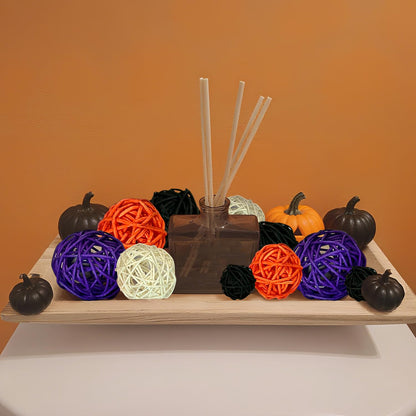 Qingbei Rina 20 PCS Halloween Wicker Rattan Balls,Fall Decorative Balls for Bowls,Vase Filler for Centerpieces, Autumn Bowl Fillers for Home Decor, DIY Crafts Orange Black Purple White