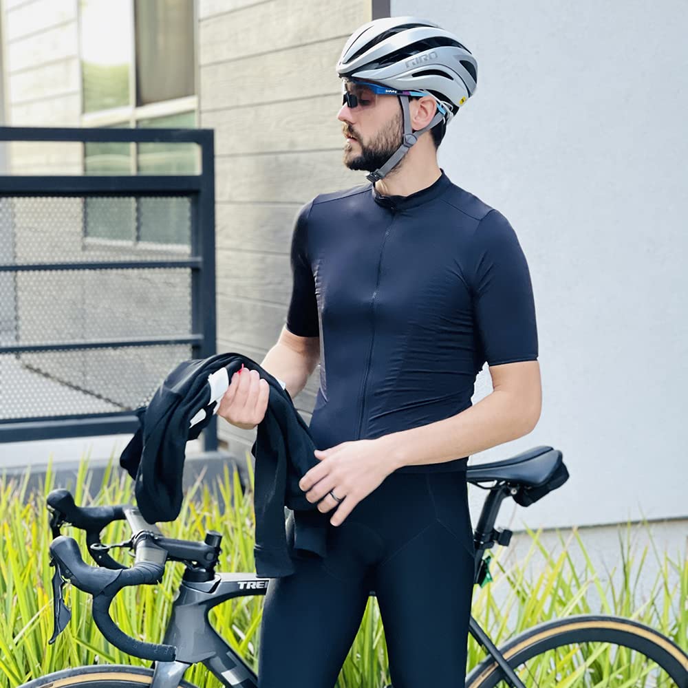 YKYWBIKE Pro Cycling Jersey Men Aero Bike Jersey Short Sleeve Road Bike Shirt Wicking Breathable Quick Dry 4 Pocket Bicycle Biking Sun Protection Darkblue