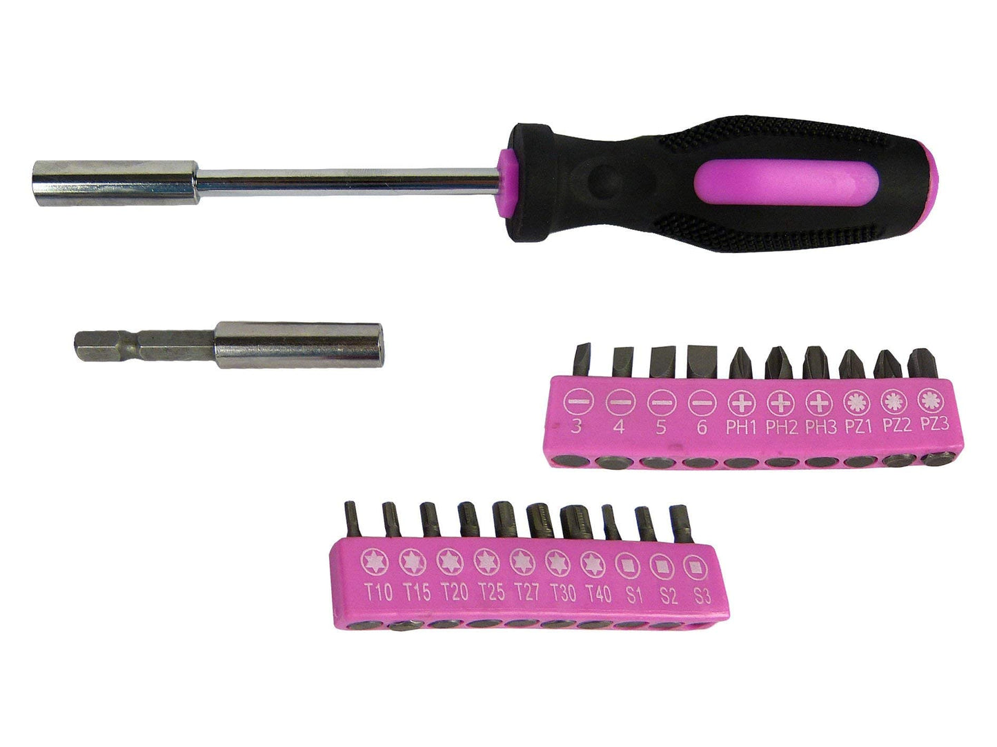 Pink DIY Tool Kit Set in Carry Bag - Hammer, Pliers, Screwdriver - 38pcs