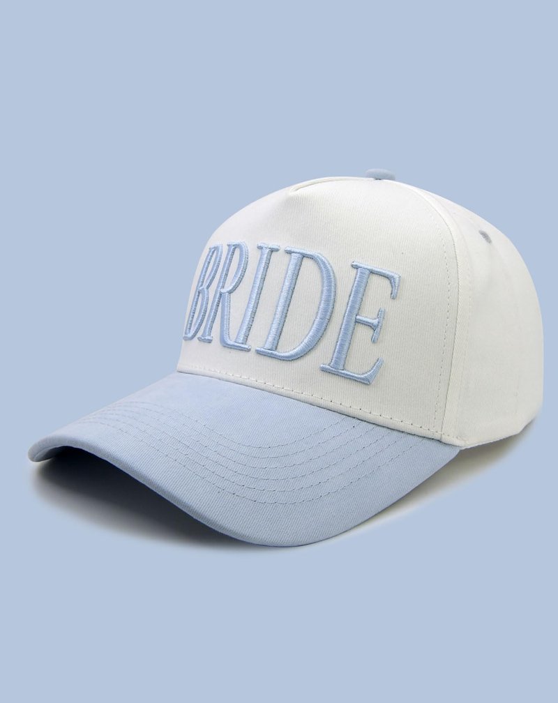 LOKIDVE Bride Trucker Hat, Blue White Baseball Cap, Bachelorette Accessory, Bridesmaid Gift, Wedding Cap-Blue
