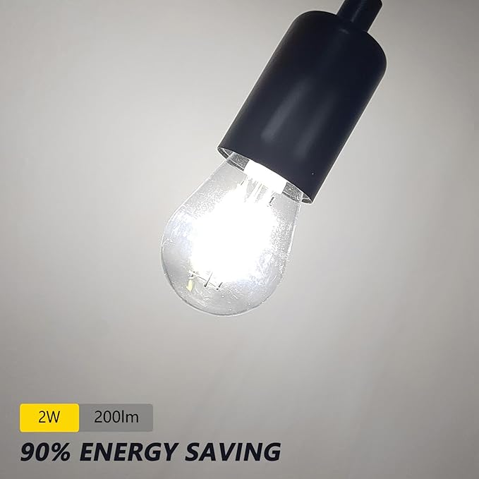 25-Pack LED S14 Bulbs 2W String Light Replacement Bulbs, Shatterproof Outdoor 20 Watt Equivalent 5000K Daylight S14 Light Bulbs for Patio Garden, Clear Plastic Cover E26 Base, Non-Dimmable