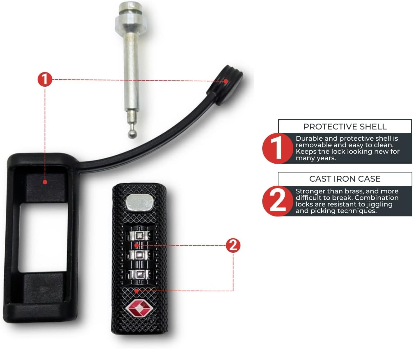 Cedar Mill TSA Approved Gun Case Lock – Durable, Cut-Resistant Security TSA Locks for Gun, Pistol, Revolver Case or Firearms – Child-Safe Trigger Locks for Rifles and Shotguns