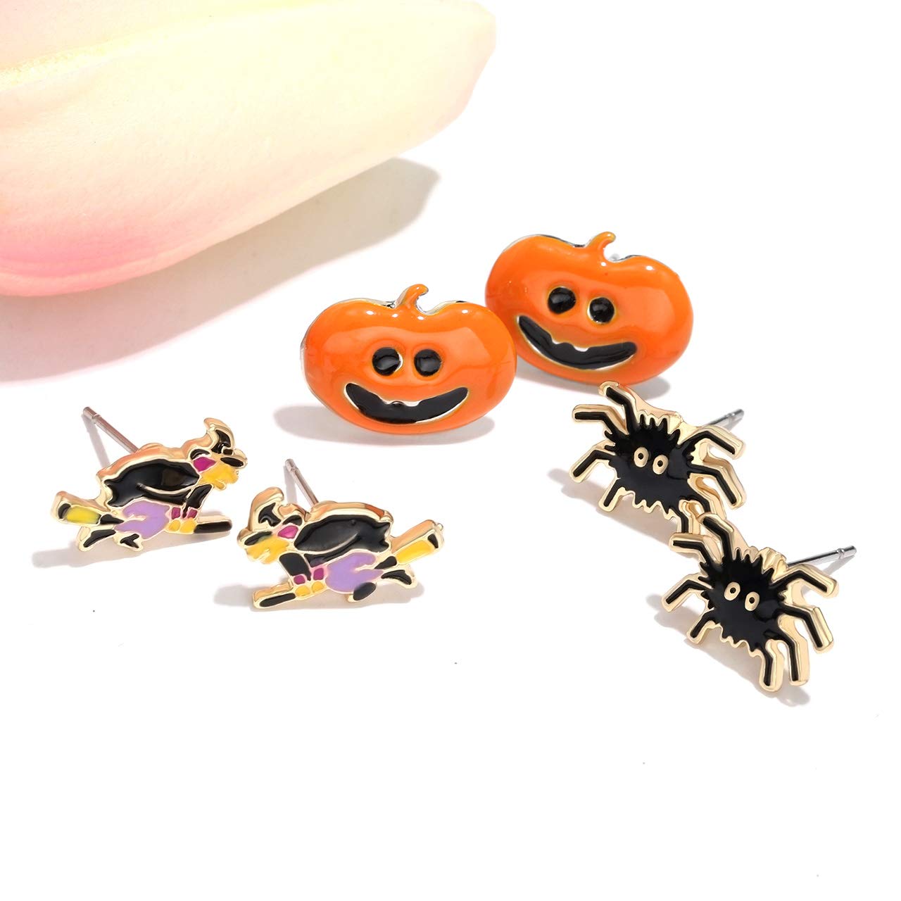 9 Pairs Halloween Earrings for Women Spider Web Pumpkin Ghost Bat Stud Earrings Halloween Outfits Accessories Costume Party Favors (9 Pairs halloween Earings Studs)