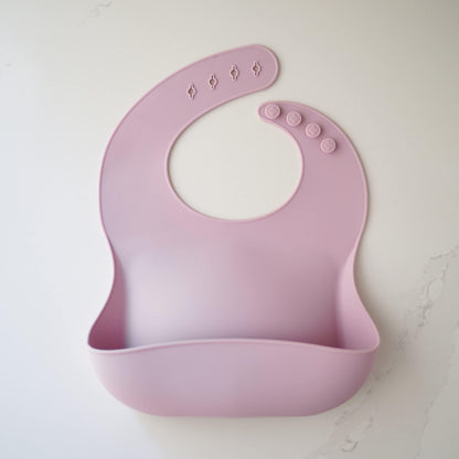 AVA + OLIVER Waterproof Silicone Bib Set with Adjustable Neck Closure - Durable Silicone Bibs for Babies - Set of 2 (Lavender)
