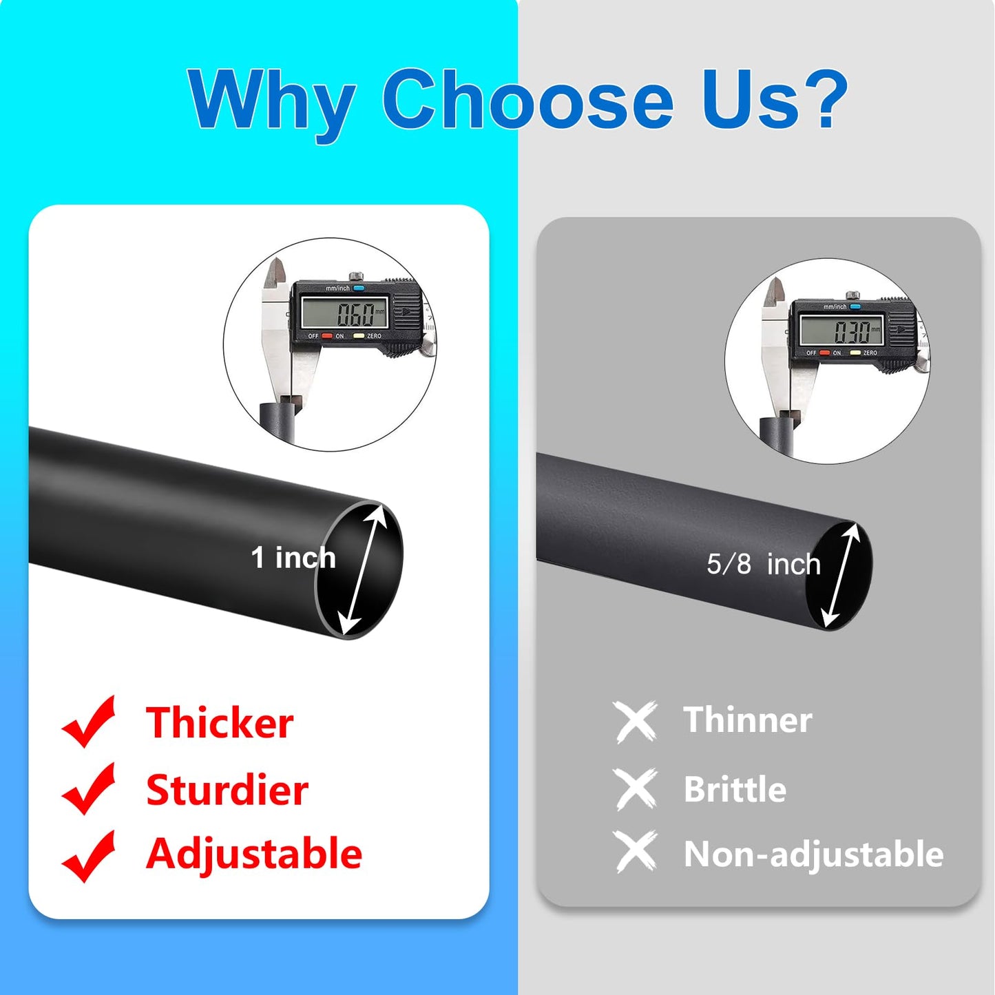 Byondeth Curtain Rods for Windows 16 to 144 Inches Adjustable Length 1 Inch Diameter Window Curtain Rod with Aluminium Finials, Black