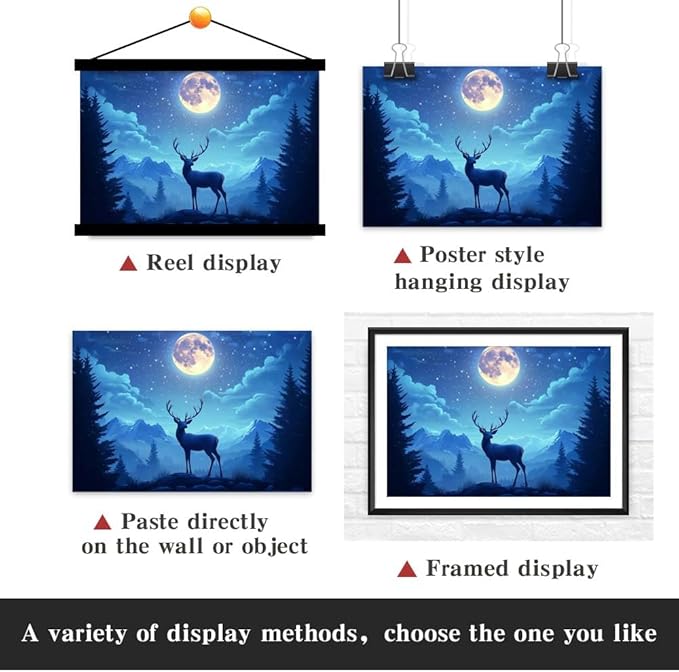 Yesad Deer Wall Art, Christmas Canvas Wall Art, Animal Picture Artwork Aesthetic Poster Prints Wall Décor for Farmhouse Living Room, Bedroom, Office (Unframed,30”x20”,Deer4)