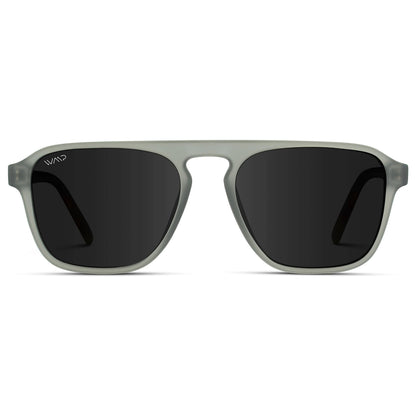 WearMe Pro Polarized Aviator One-Bridge Modern Square Mens Sunglasses (Moon Rock Grey/Black Lens)